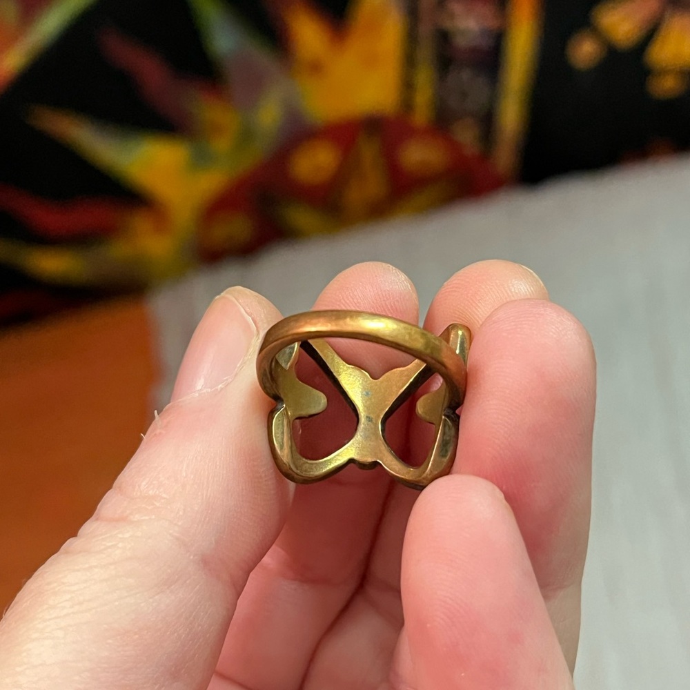 VTG Cottagecore Butterfly Copper Tone Metal Costume Jewelry Size 6 1/2 Ring - Picture 6 of 7
